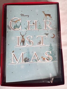 Leanin’ Tree Merry Christmas Boxed Cards Envelopes Woodland Deer Fox